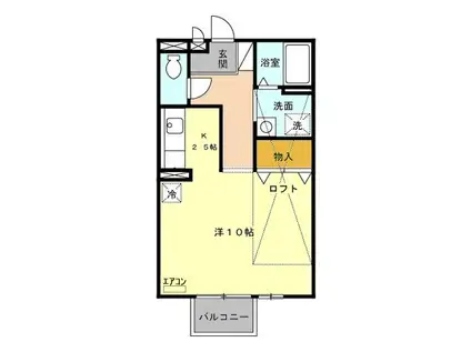 レジデンス東光III(1K/2階)の間取り写真