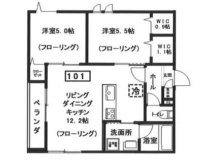 へーベルメゾン中央5丁目(2LDK/1階)の間取り写真