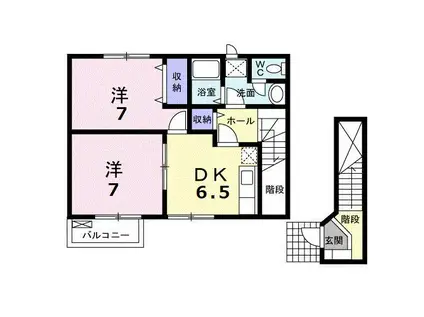 シャン.ド.フルール(2DK/2階)の間取り写真