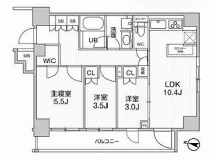 アリビス綾瀬(3LDK/3階)の間取り写真