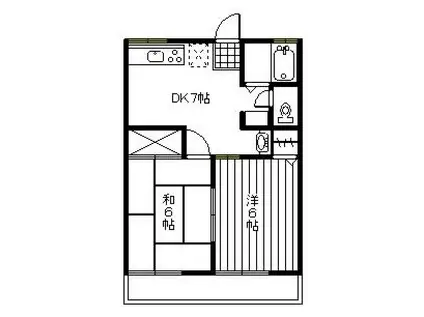 メゾンリバーサイドD(2DK/1階)の間取り写真