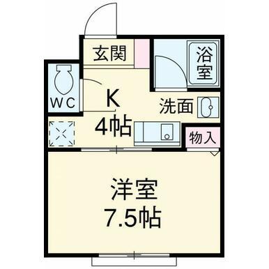 リバティーベル(1K/1階)の間取り写真
