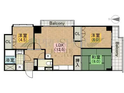 エレガントライフ堂ヶ芝(3LDK/2階)の間取り写真