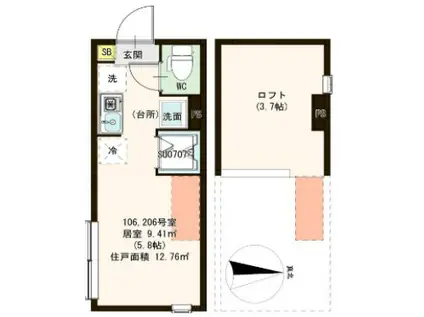 CELESTE BLEU(ワンルーム/1階)の間取り写真