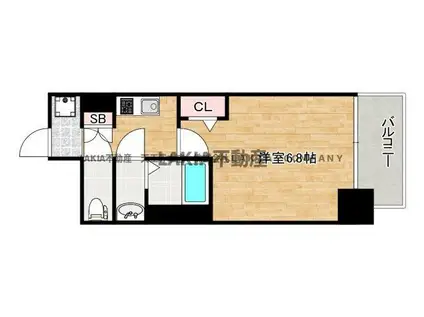 フォーリアライズ天王寺ヴァロール(1K/13階)の間取り写真