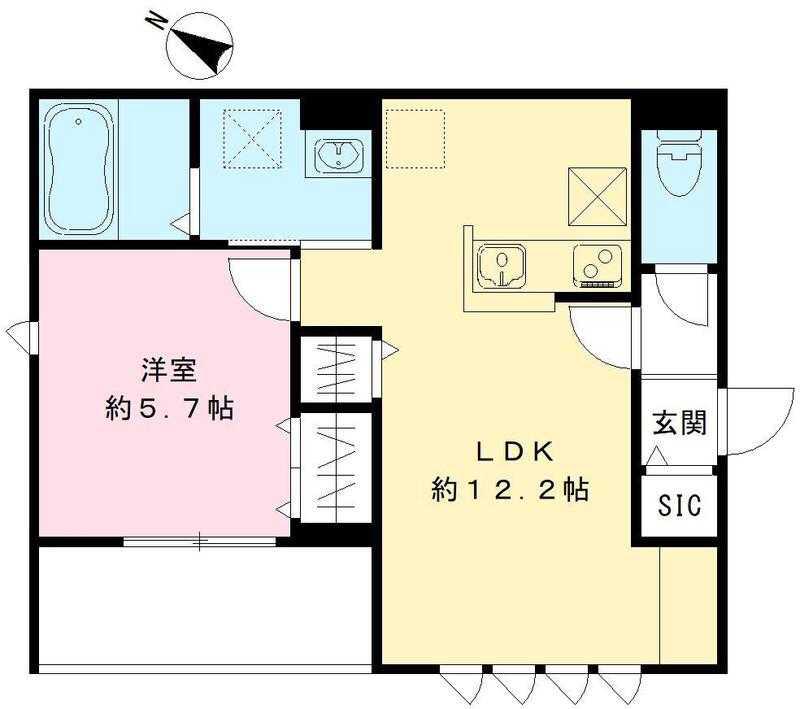 ボヌール行徳(1LDK/1階)の間取り写真