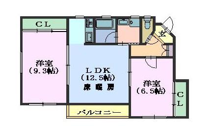 イーストヒルズ東山元町(2LDK/1階)の間取り写真