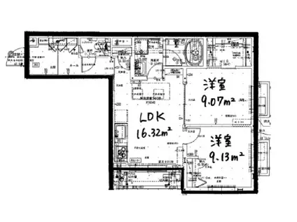 ラ・メゾン山手(2LDK/3階)の間取り写真