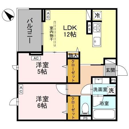 NOBLE VILLA浦和美園(2LDK/3階)の間取り写真