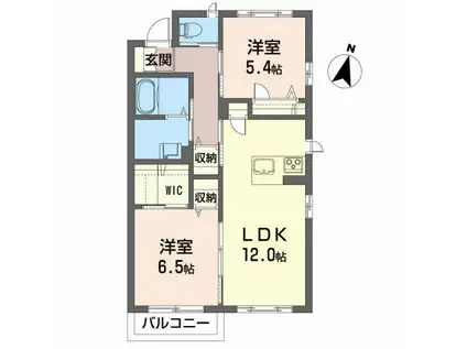 セブンオーガスタIII(2LDK/1階)の間取り写真