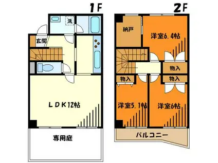 ドウェル片倉3(3SLDK/1階)の間取り写真