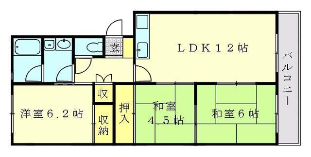 ファミール香椎II(3LDK/1階)の間取り写真
