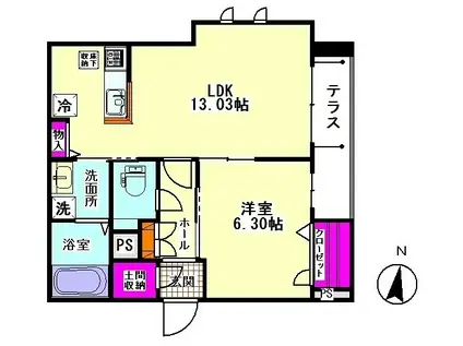 アーバンテラス(1LDK/1階)の間取り写真