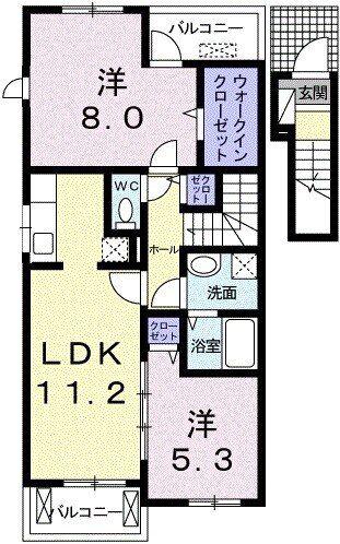 ヴィラクレール(2LDK/2階)の間取り写真