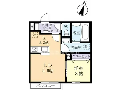 シャルールつくば(1LDK/1階)の間取り写真