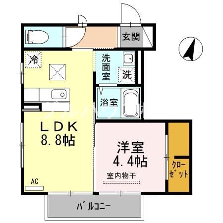 レグレット(1LDK/1階)の間取り写真