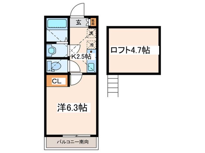 ファミリア鴨居(1K/2階)の間取り写真