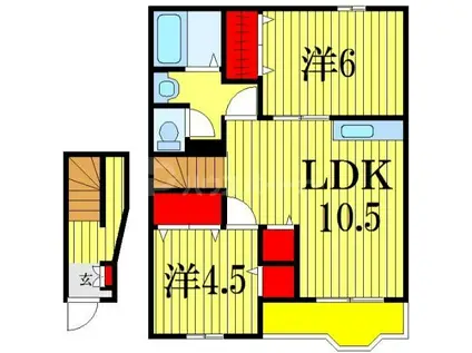 ラピスラズリ前原西(2LDK/2階)の間取り写真