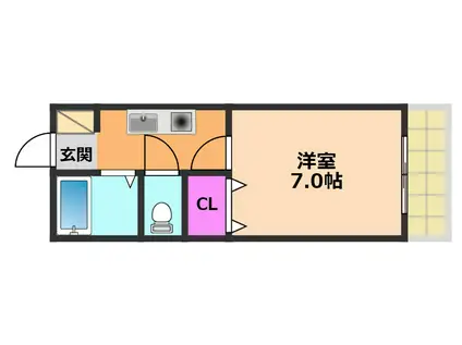 プリマ富田(1K/1階)の間取り写真