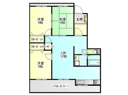 ユニゾーン加地(3LDK/3階)の間取り写真