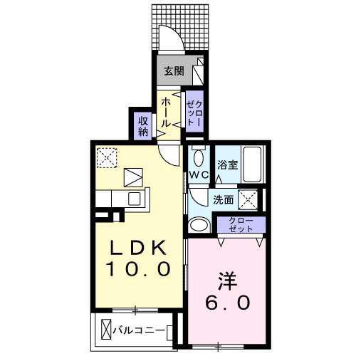 グランデ・フォルテ木ノ本(1LDK/1階)の間取り写真