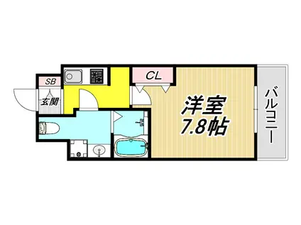 レジュールアッシュ尼崎(1K/8階)の間取り写真