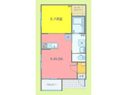 レガルバ浦町(1LDK/1階)の間取り写真