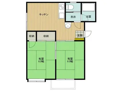 メゾンカートル(2DK/2階)の間取り写真