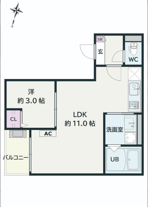 JACK HOMMACHIIV(1LDK/2階)の間取り写真