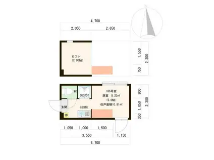 ハーモニーテラス西蒲田(ワンルーム/1階)の間取り写真