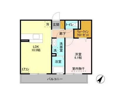 カーサ・ブリリオ(1LDK/3階)の間取り写真