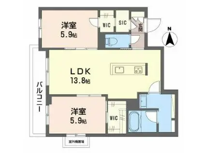 シャーメゾンケーツー(2LDK/3階)の間取り写真