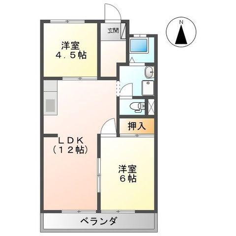 加藤シティハイツ(2LDK/1階)の間取り写真