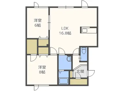 ピトレスクIII(2LDK/2階)の間取り写真