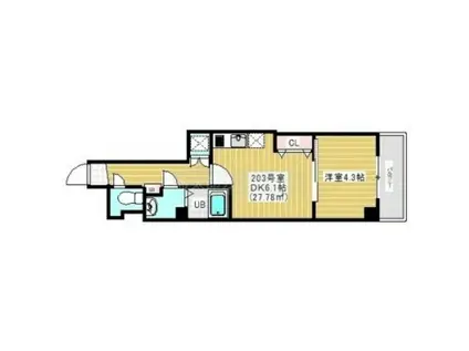 ARC BLISS(1DK/2階)の間取り写真