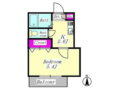 サンドウェルアミスコ(1K/2階)の間取り写真