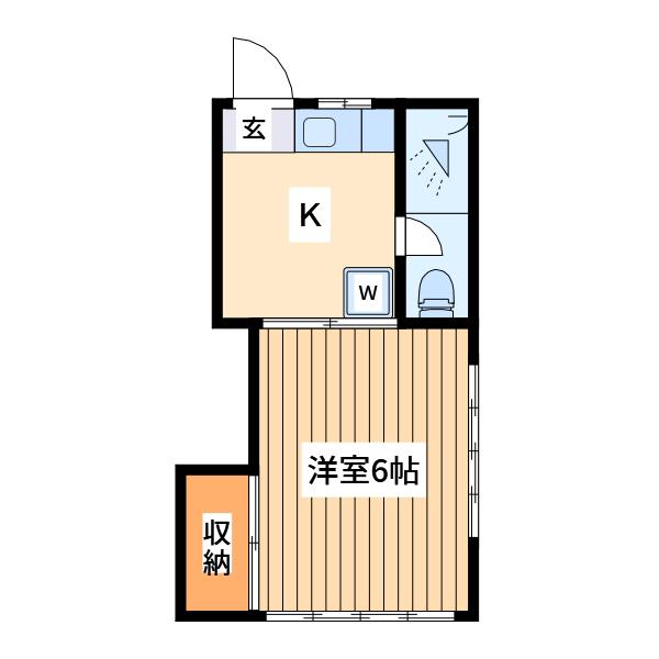 クロノス桜ヶ丘(1DK/2階)の間取り写真
