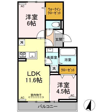 アーバンライフヒロ(2LDK/2階)の間取り写真
