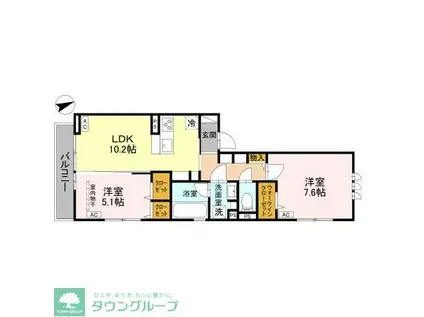 クレードルグラン(2LDK/2階)の間取り写真