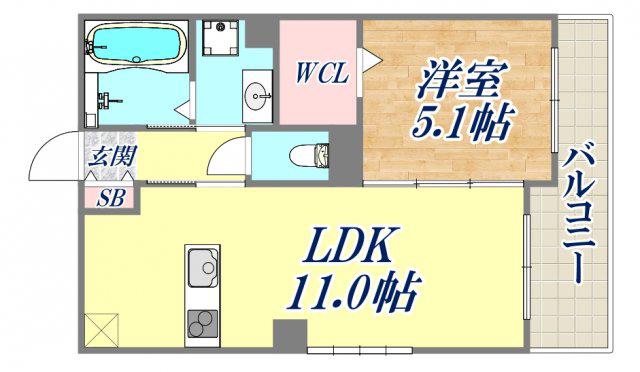 グランツ鳴尾(1LDK/1階)の間取り写真