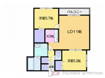 CHAMBERTIN (2LDK/1階)の間取り写真