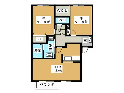 HOME LIKE 野いちご(2LDK/1階)の間取り写真