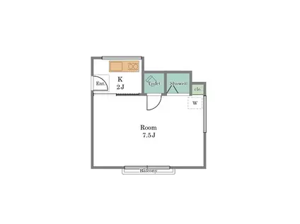 秀栄荘(1K/2階)の間取り写真