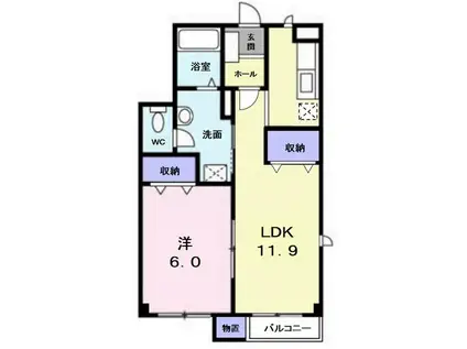 シャトーヴェール(1LDK/1階)の間取り写真