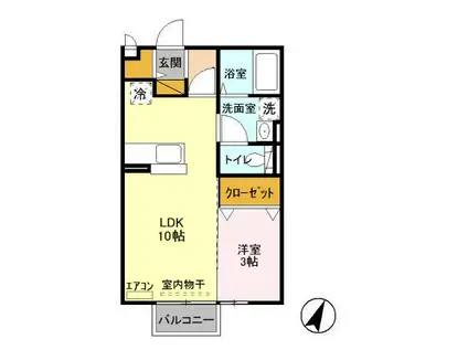 シティパルつくば(1LDK/2階)の間取り写真