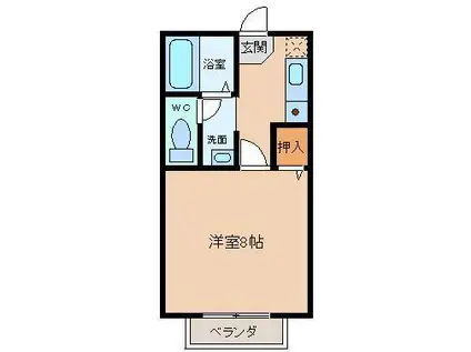 ベルビラ大日(1K/2階)の間取り写真