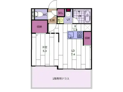 CASA SORRISO(1LDK/1階)の間取り写真