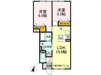 エレガンテ フィオーレ(2LDK/1階)の間取り写真