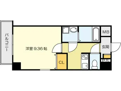 ベルガモット門司駅前(1K/9階)の間取り写真