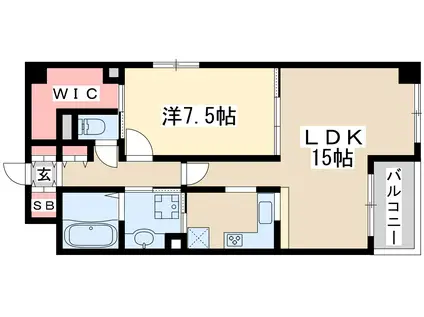 カッシア江坂(1LDK/2階)の間取り写真